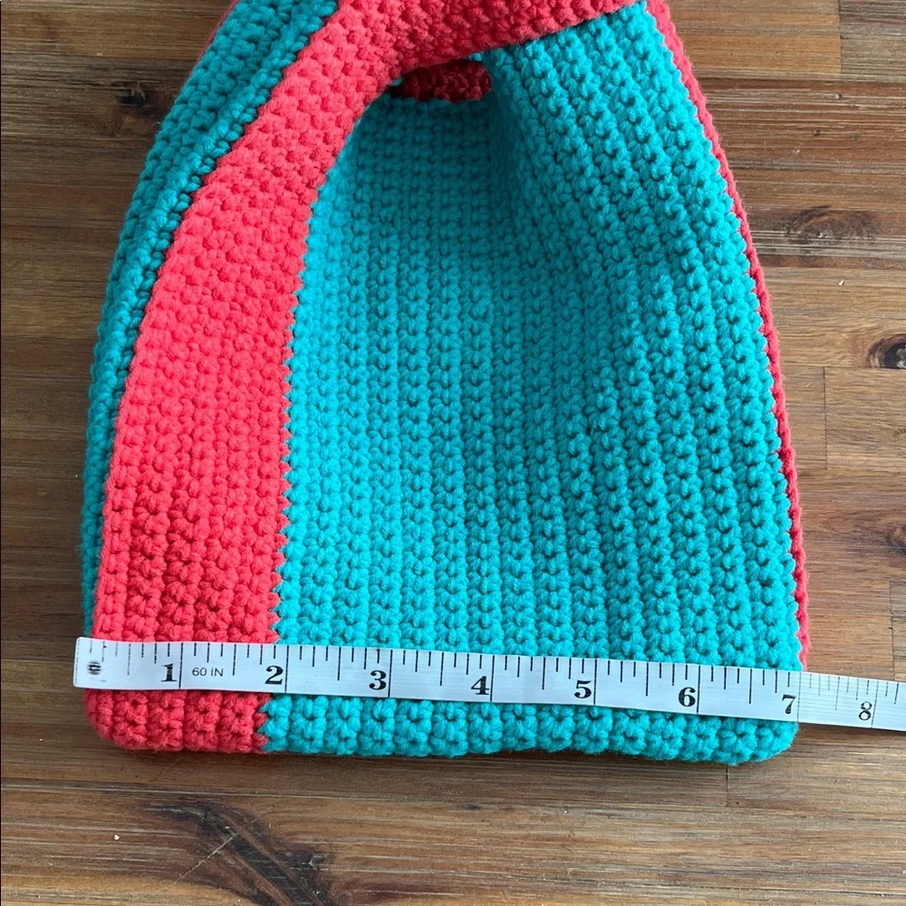 100% Hand Made Crochet Coral Teal Mini Bag